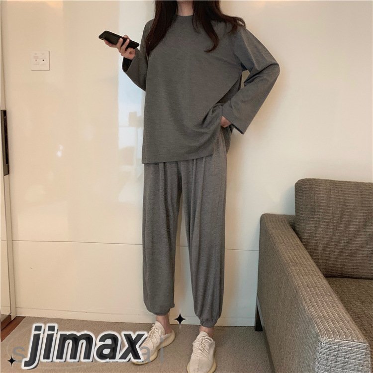 ルームウェア セットアップ レディース 長袖 パジャマ 春秋 Tシャツパジャマ 韓国風 寝巻き ゆったり 2点上下セット ホワイトデー プレゼント 母の日