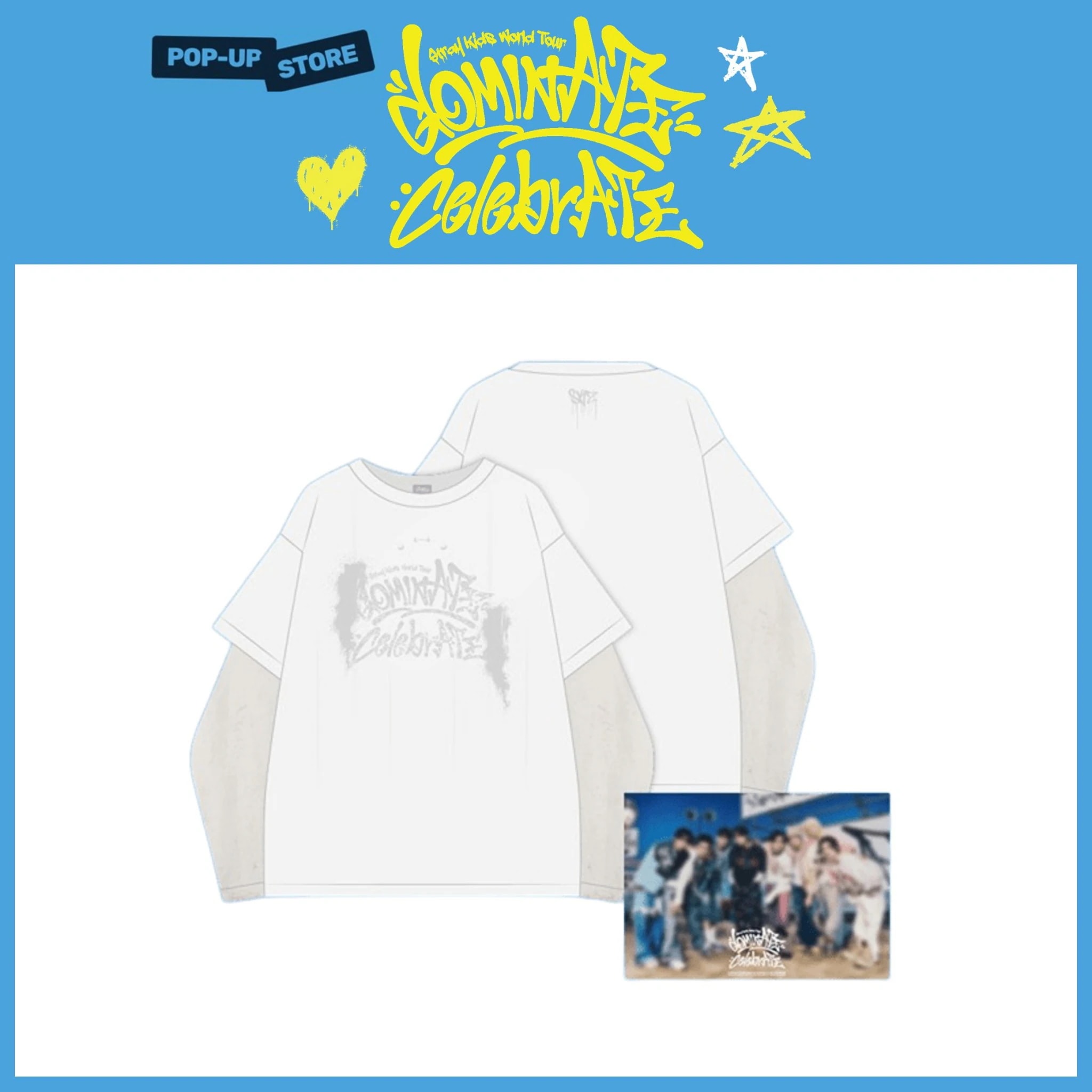 【国内発送】【公式】 Stray Kids 【LAYERED LONG SLEEVE】 World Tour dominATE : celebrATE POP-UP STORE 仁川アシアド MD
