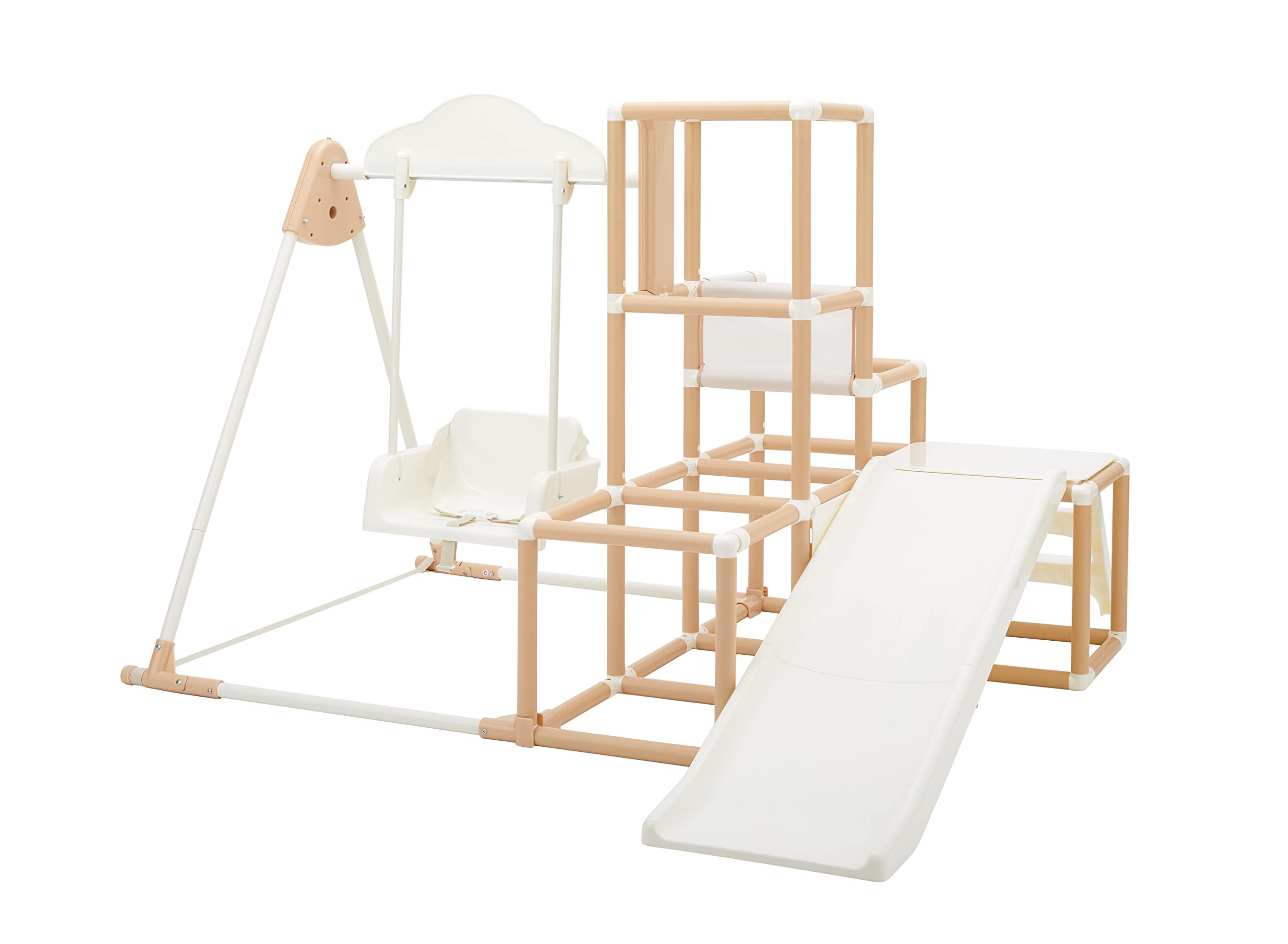 野中製作所 CATCH Me! おりたたみロングスロープ キッズパーク SP ナチュラル ( ジャングルジム すべり台 ブランコ 鉄棒 ) 49669