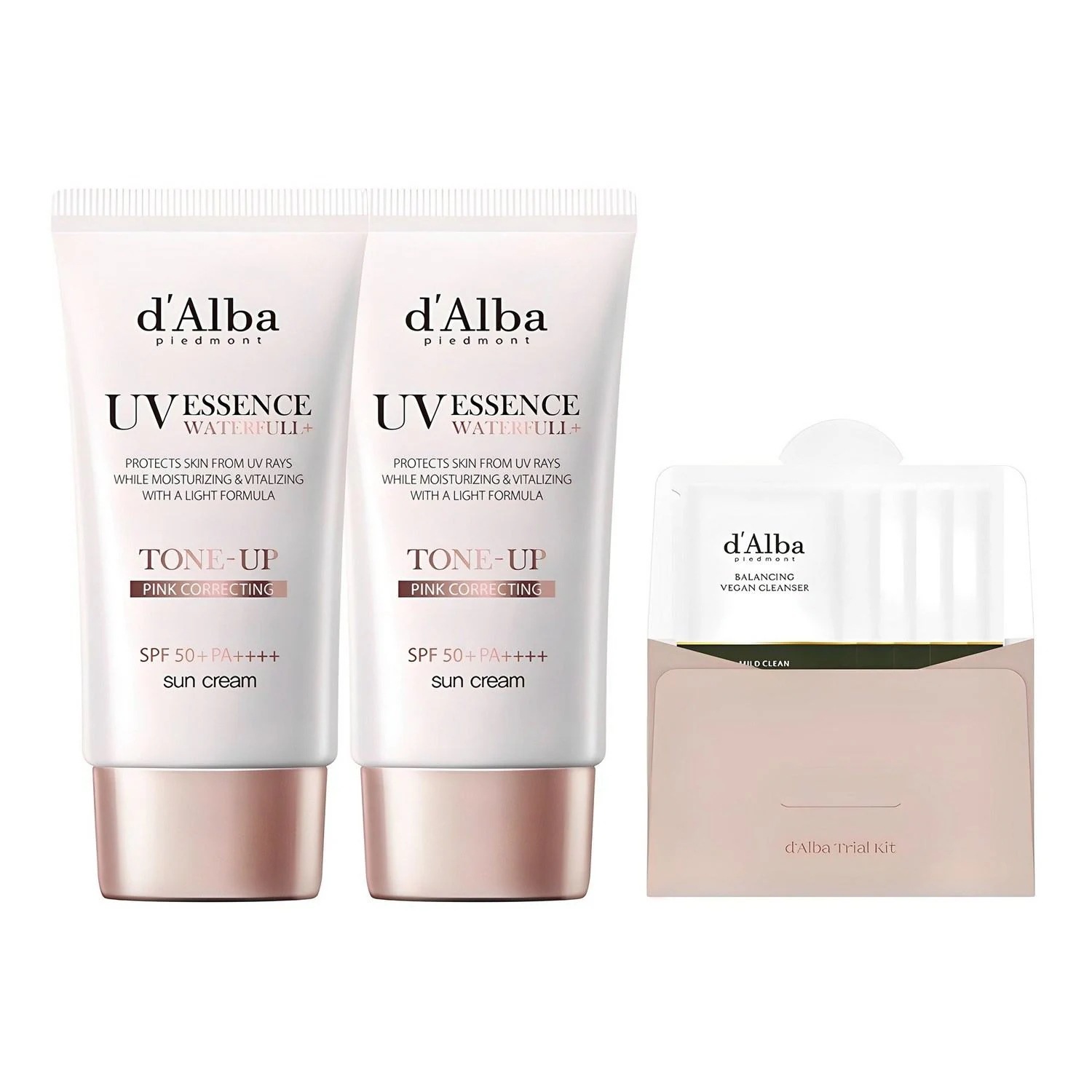 ウォータープル トーンアップ 日焼け止め SPF 50+ PA++++ 50ml x 2p + バランシング ヴィーガン ジェル クレンザー 15ml セット / 日焼け止めクリーム トーンアップ 推