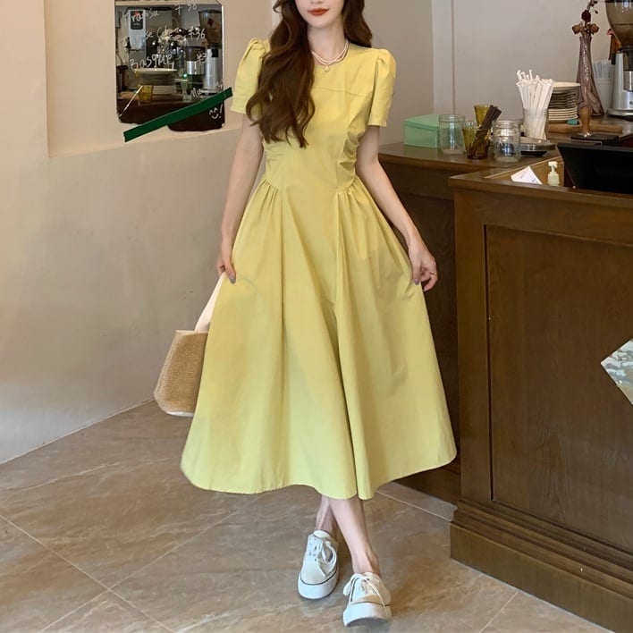 2color レディース ワンピース ミモレ丈ワンピース ミモレ丈 無地 シンプル 膝下 袖あり 4,922円