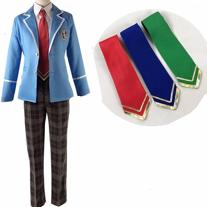 夢ノ咲学院 男子制服 白 友也 羽風 薫 瀬名 泉 大神 晃牙 日々樹 渉 鬼龍 紅郎 明星 スバル 高峯 翠 月永 レオ真 風 制服 コスプレ衣装 3色のネクタイ付き