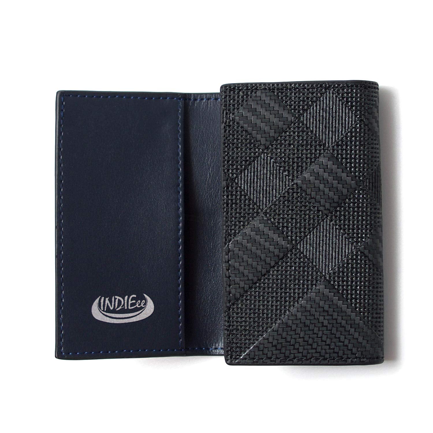 [インディ] グラフィットカーボンレザー キーケース スマートキーケース メンズ 本革 ケース シンプル 男性 プレゼント フォーマル 魅せるキーケース (エンボスネイビー)