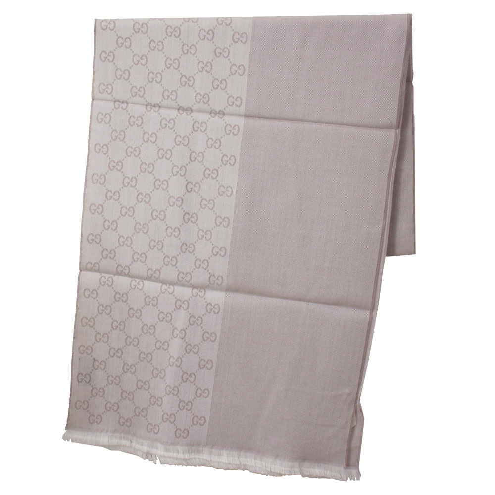 ストール マフラー スカーフ ショール GG柄 ウール100% ライトブラウン/ベージュ 344994 4G200 9279