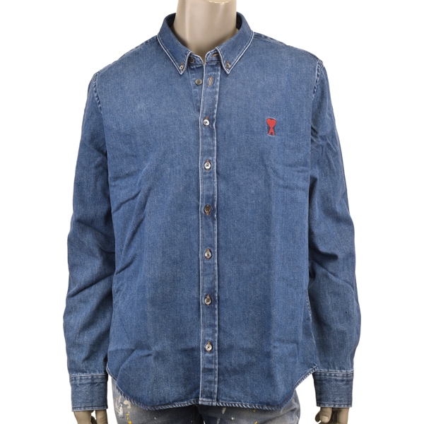 AMI Alexandre Mattiussi アミ アレクサンドロ マテュッシ CLASSIC ADC SHIRT/ボタンダウン デニムシャツ/USH063 DE0032 480