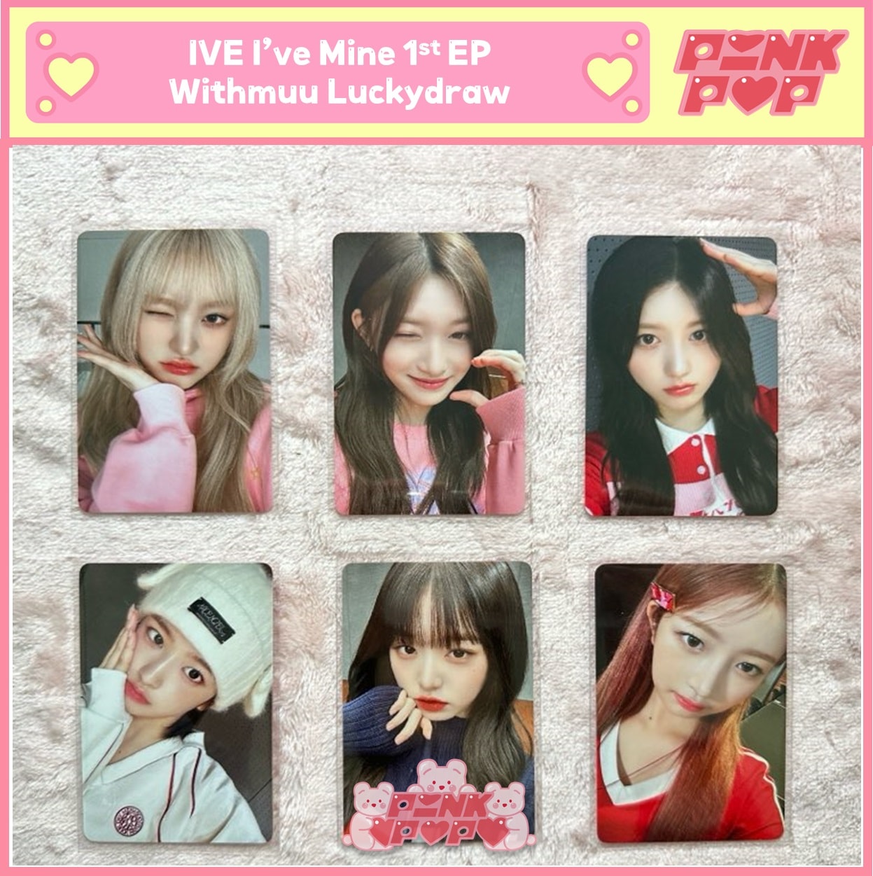 IVE Withmuu Luckydraw Pink Ver. Photocard 6EA Set / Ive Mine 1st EP 公式グッズ