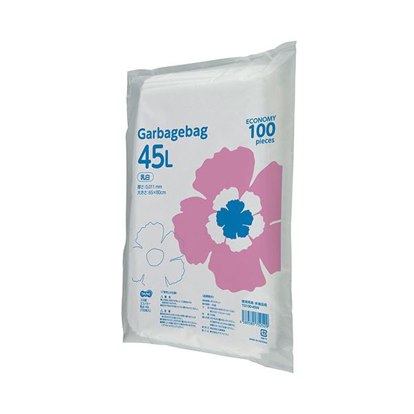 TANOSEE ゴミ袋エコノミー乳白半透明 45L 1セット（1000枚：100枚x10パック）