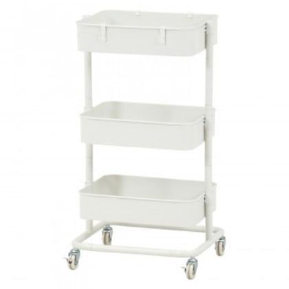 不二貿易 C/D:45066 高さが調整できるワゴン マルシェ オフホワイト MH-0302-3WH