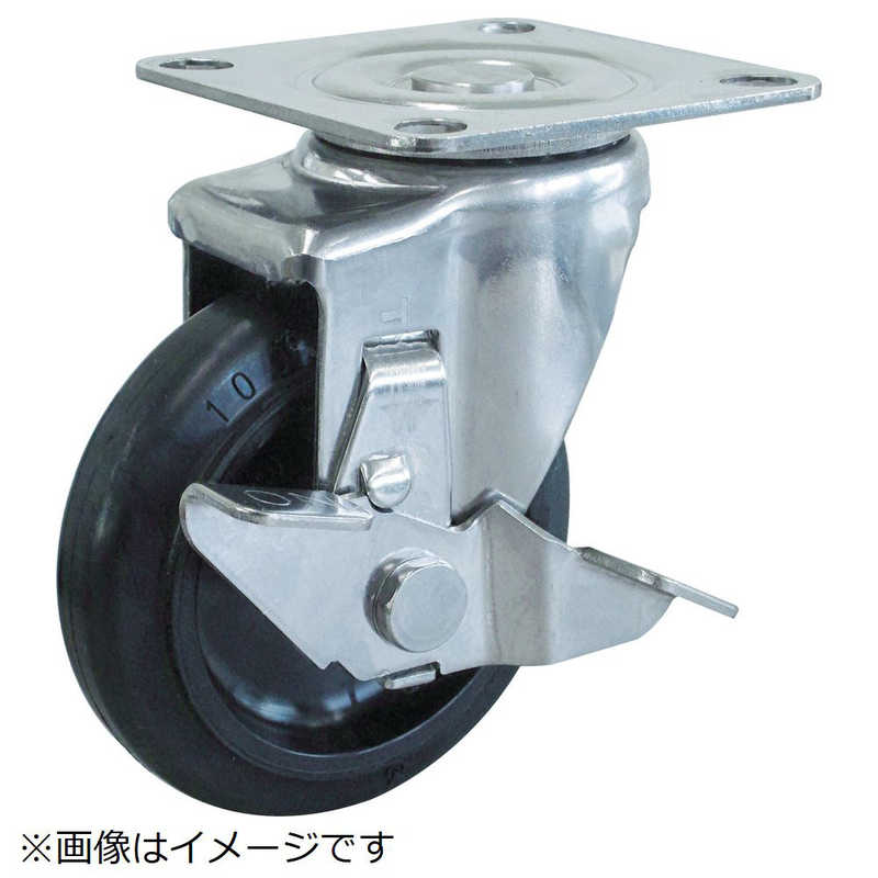 トラスコ中山　TYSシリーズ オールステンレス 自在 SP付 ゴム車150mm　TYSB-SUS-150