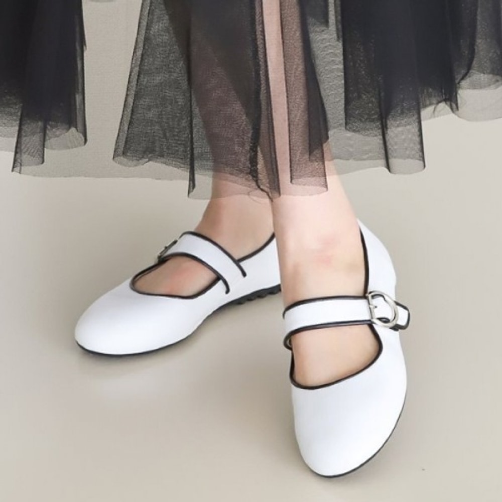 (Ninas Paris) 韓国製ラインカラーバックルローファー