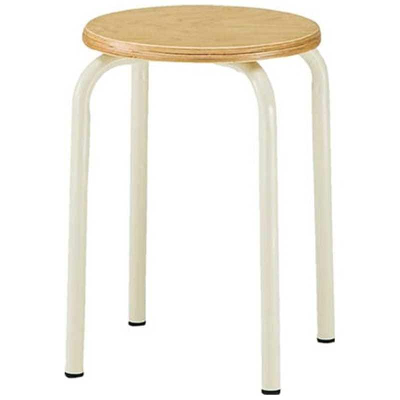 トラスコ中山　丸イス 木製座塗装脚 Φ420XH450 木目　TMF24T