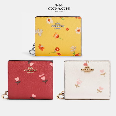 COACH コーチ 折り財布 フラワー 花柄 イエロー 安い売筋品 
