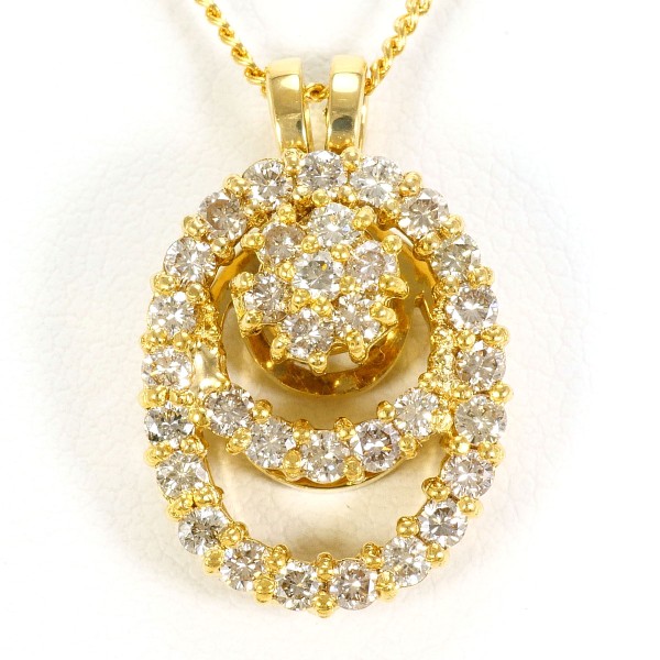 K18 18金 YG ネックレス ダイヤ 1.00 カード鑑別書 ジュエリー 中古