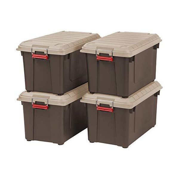 IRIS 82 Quart Weathertight Store-It-All Tote， 4-Pack， Brown 並行輸入品