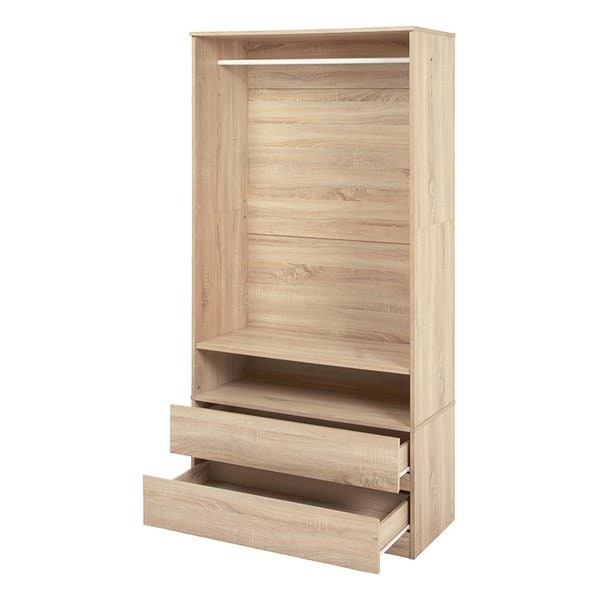 ワイドワードローブ ナチュラル・幅89×奥行39.5×高さ181cm 引出し付き RKK-1622NA