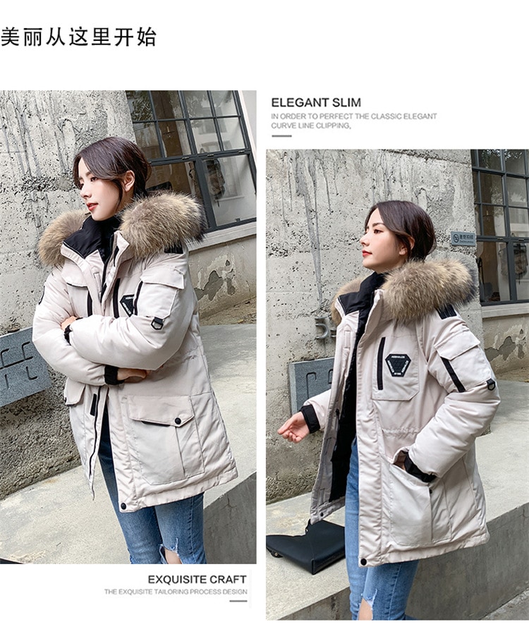 冬の韓国の屋外コールドコート厚手の暖かいダウンジャケット