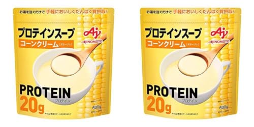 【2個セット】味の素 プロテインスープ コーンクリーム 600g 1食あたりたんぱく質20g ホエイプロテイン whey protein インスタント タンパク質 ＋携帯用除菌ウェットティッシュ