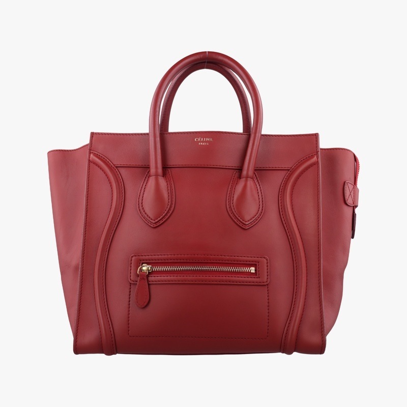 ラゲージミニショッパーレッドレザーF-GA-0132中古