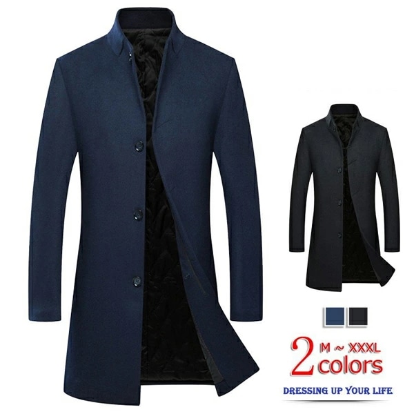 【即納】スタンドカラーコート チェスターコート 中綿コート ロングコート ロング ジャケット コート メンズ アウター ビジネス カジュアル 地 暖か ウール 冬服