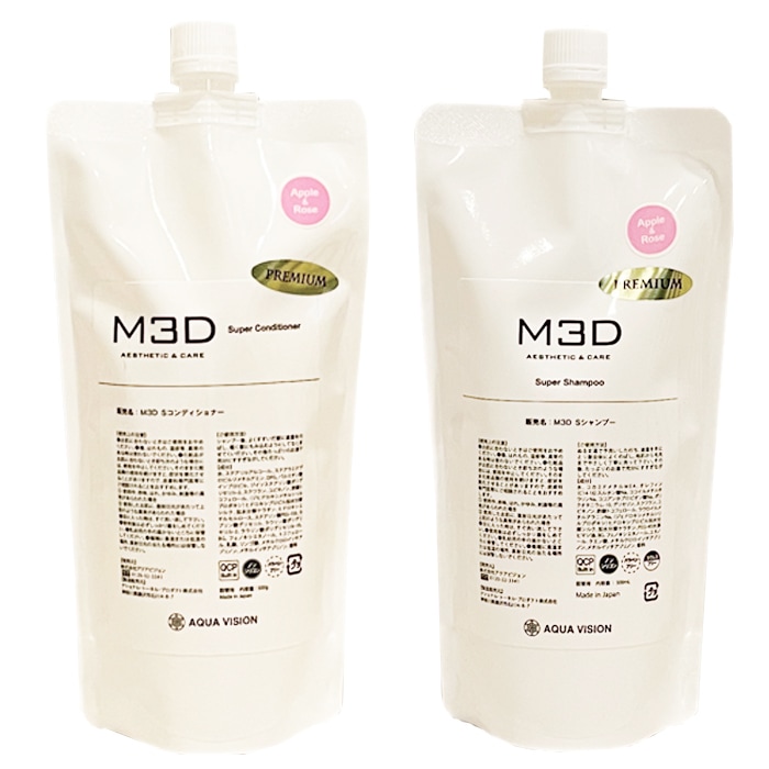 M3D Dr.HEAT プレミアムスーパー シャンプー & コンディショナー セット アップルローズ 各500ml 髪質改善 ノンシリコン ヘアケア トリートメント サロン専売