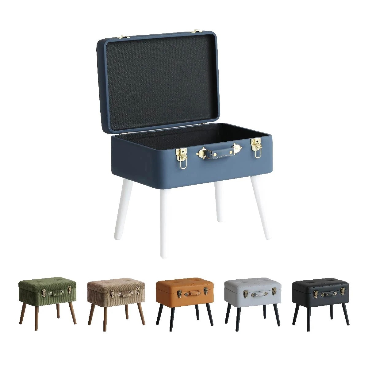 椅子 チェア 収納スツール おしゃれ 北欧モダン ヴィンテージ レトロ トランク風 かわいい レザー いす イス