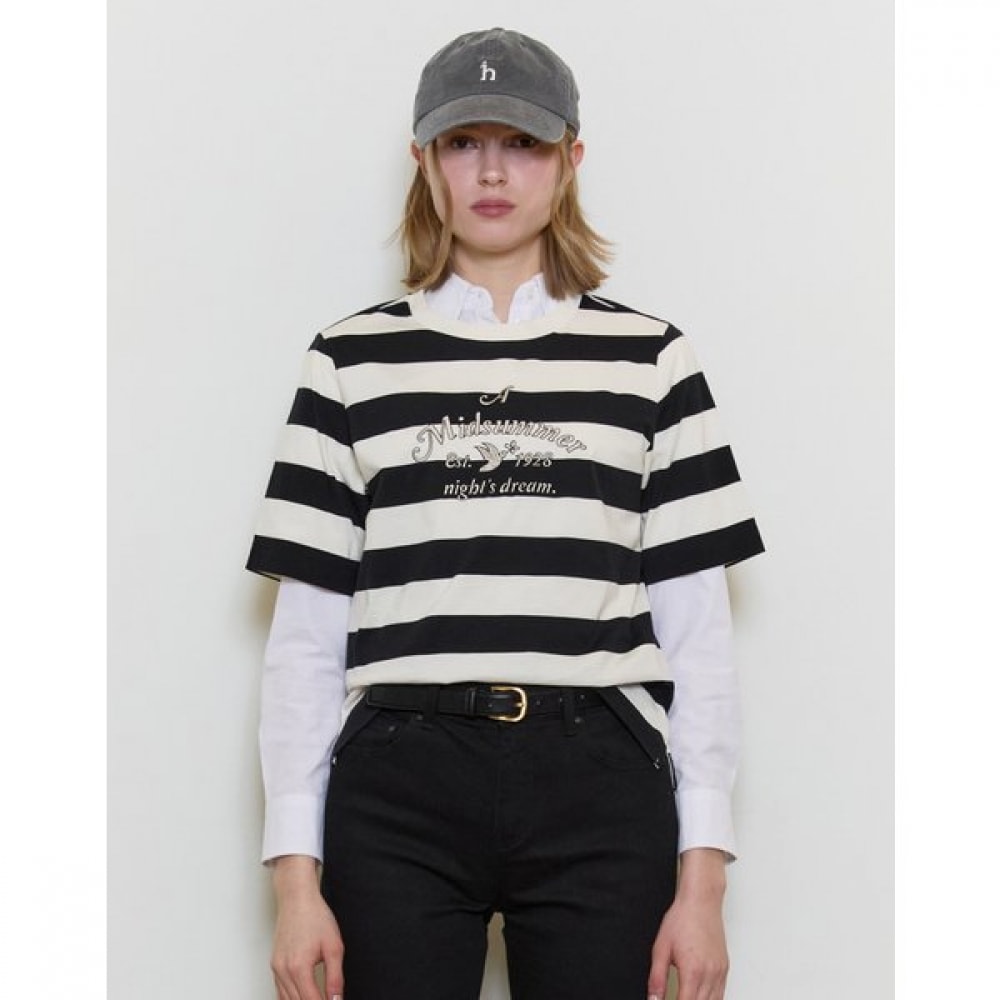 [25SS] グラフィックストライプリラックスフィットショートスリーブ T シャツブルー HSTS5BC25BK