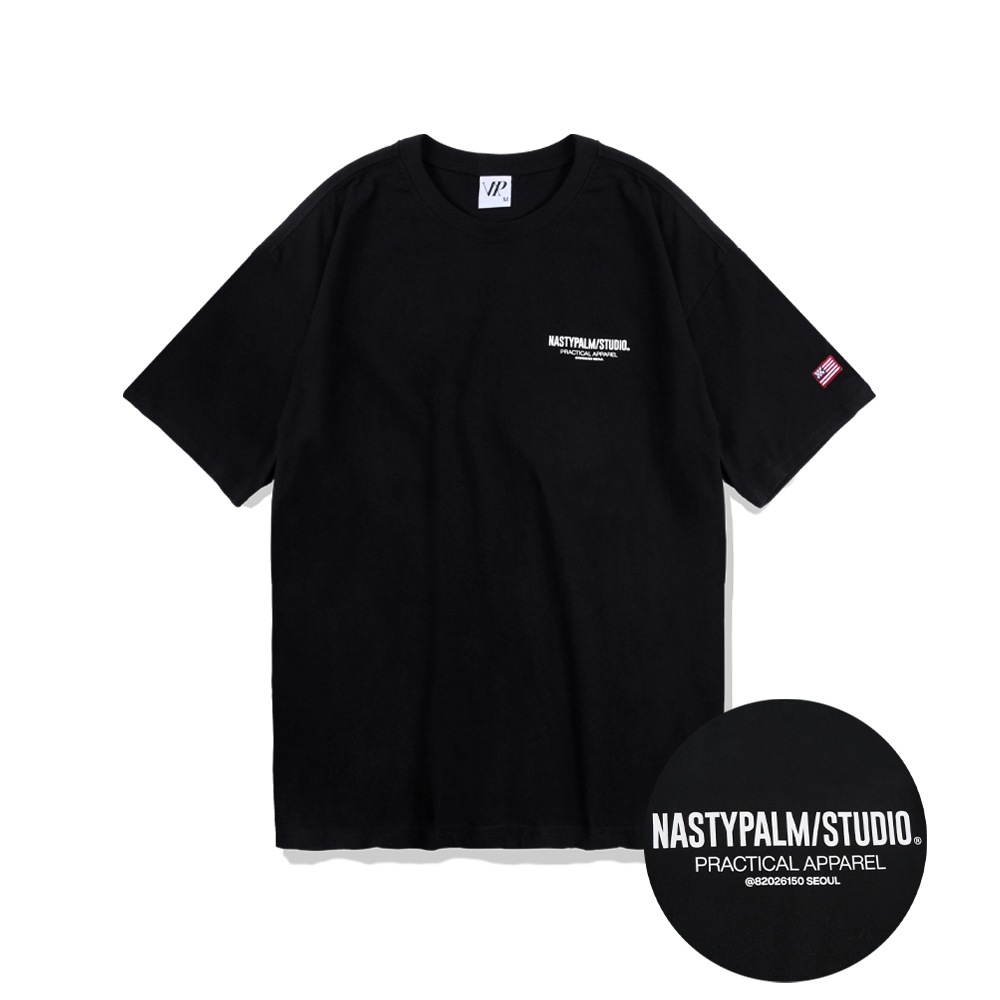 NASTY PALMボールドスタジオロゴTシャツブラック