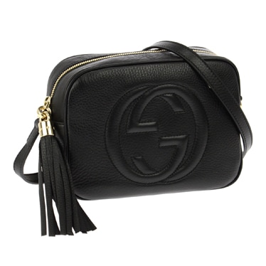 308364-A7M0G-1000 ショルダーバッグレザー　ブラックゴールド