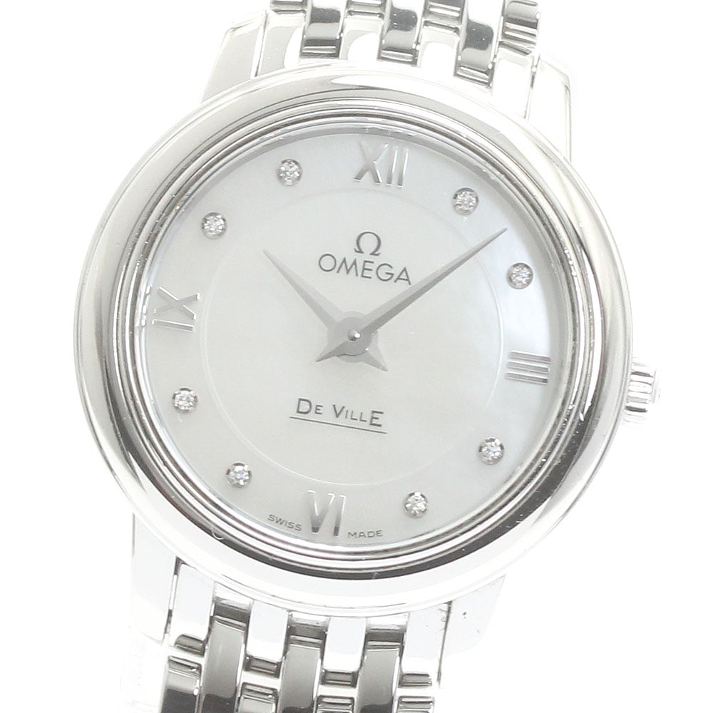 オメガ OMEGA 424.10.24.60.55.001 デビル プレステージ 8Pダイヤ クォーツ レディース 箱・保証書付き_873132【中古】