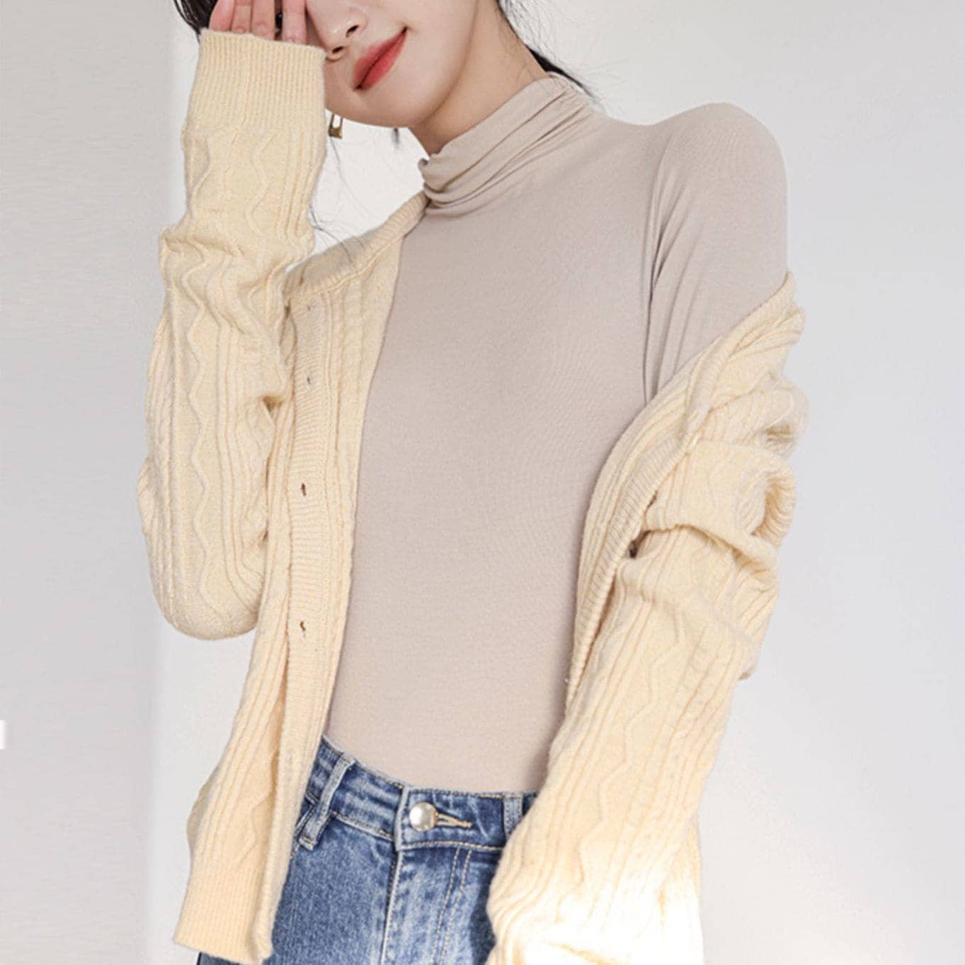 トップス レディース カットソー きれいめ 個性的 秋服 冬服 長袖 ハイネック 襟なし SNS 映え 写真 映え モテ 流行 トレンド 高見え 無地 色展開 ベーシック シンプル ナチュラル カジュ