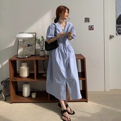 レトロ風 ワンピース 半袖 春 夏 きれいめ カジュアル かわいい フォーマル aライン マキシ Aライン フレア ロング ロング丈 9分丈 アンクル丈 五分袖 ぽわん袖 ボリューム袖 ボリュームスリ