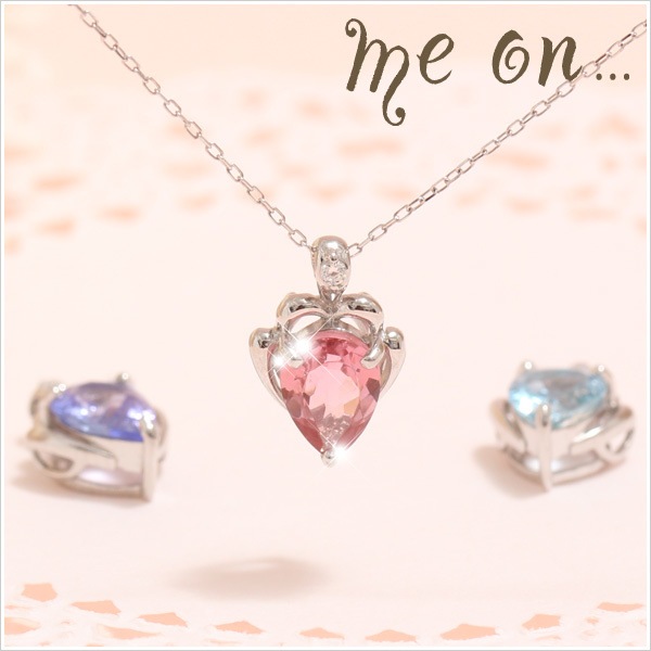 me on... K10ホワイトゴールド ペアシェイプカットの大粒の天然石ネックレス 発送目安：２３週間