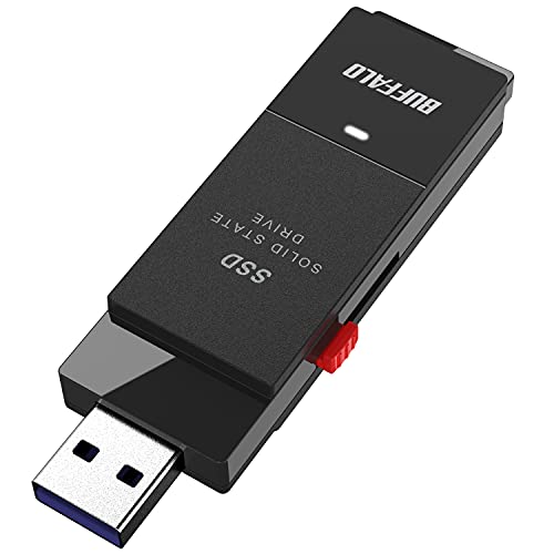 バッファロー SSD 外付け 1.0TB USB3.2 Gen2 読込速度600MB/秒 PS5/PS4メーカー動作確認済 コンパクト 小型 Type-Cアダプター付属 ブラック SSD-SCT1.0