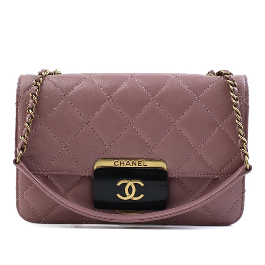 シャネル CHANEL ショルダーバッグ マトラッセ レザー ダークピンク ゴールド レディース e59017a