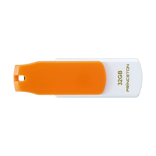 （まとめ）プリンストン USBフラッシュメモリーストラップ付き 32GB オレンジ/ホワイト PFU-T3KT/32GRTA 1個[x3セット]