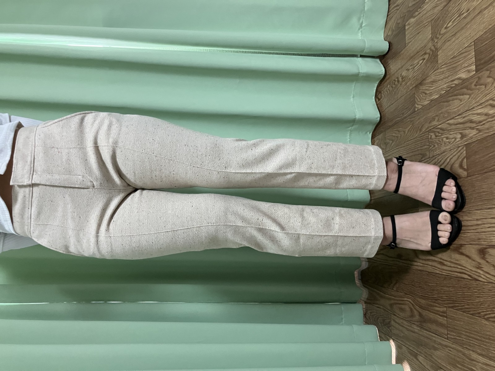 コットンパンツ S ベージュ ウエスト34cm ヒップ39.5cm 股下66cm