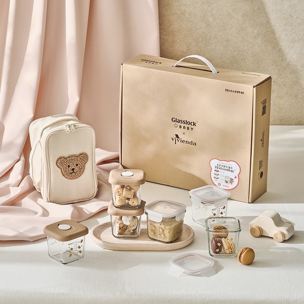 【BabyｘVivienda】離乳食容器270ml混合6組保冷バッグセット ハートコムエディション