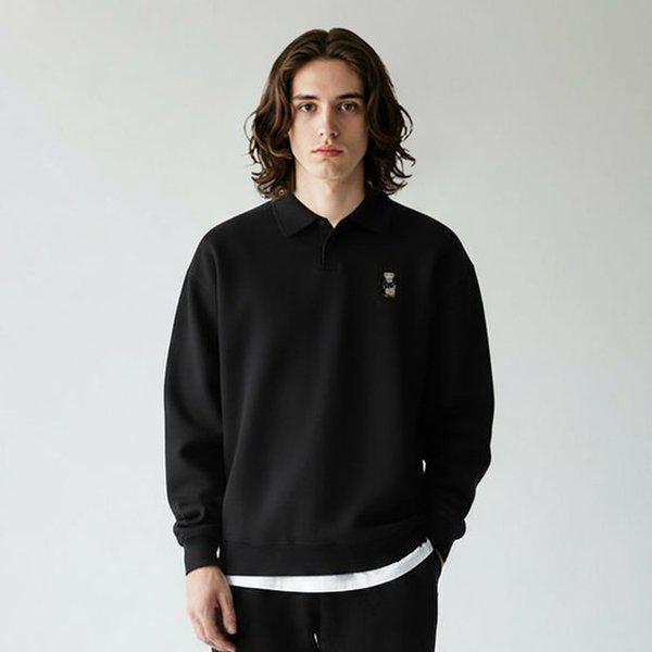メンズ冬用ドロップショルダー長袖TシャツオーバーフィットSNベア起毛カラティ