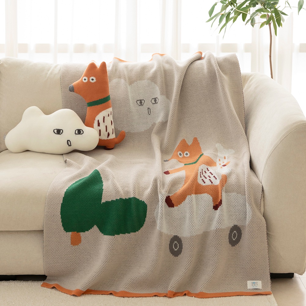 愛らしい犬 パターン ニット ブランケット MUNI