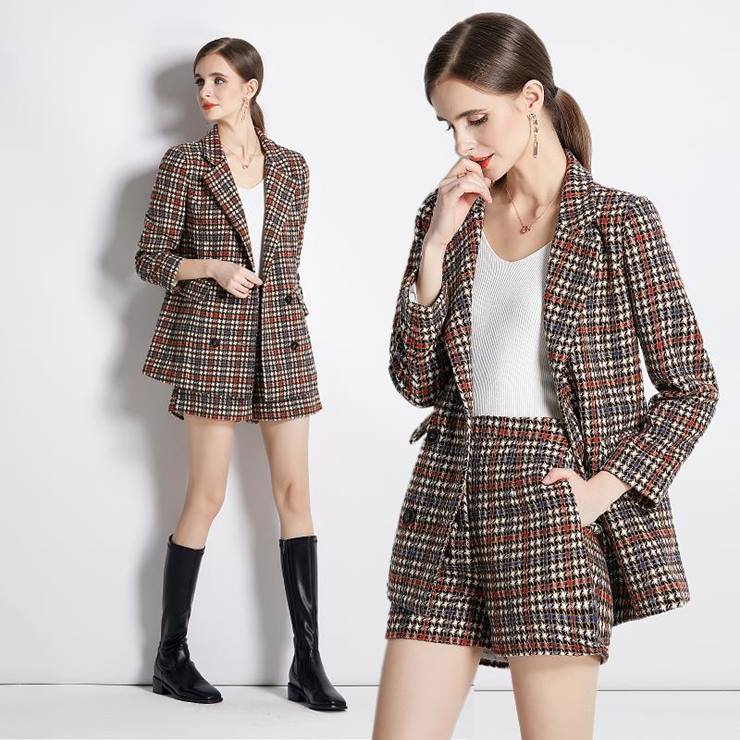 【6,309円クーポン利用で 9/20まで チェックショートパンツセットアップ レディース 春 夏 秋 冬