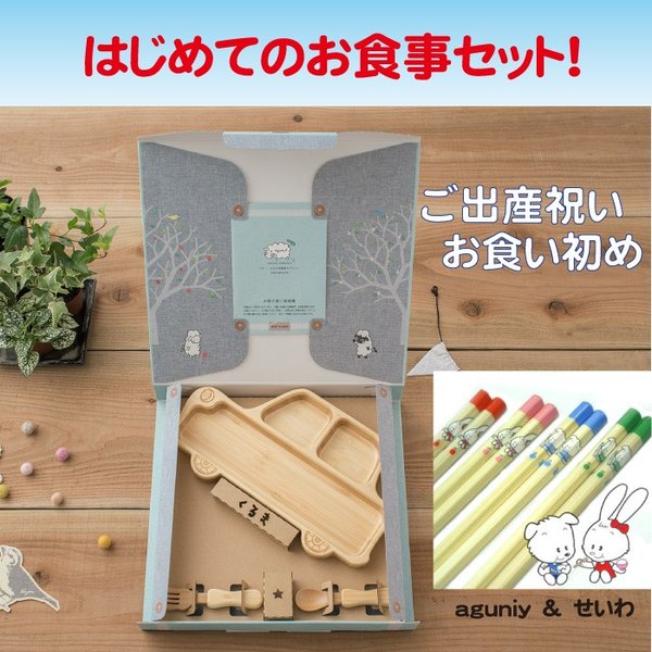 初めてのお食事セット agney車のプレート＆六角知能箸 お食い初め ご出産お祝 誕生日 プレゼント