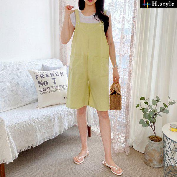 HスタイルDK삐삐リネンサロペットショートパンツ/夏/麻ジャンプスーツ/ショートパンツ/リネン/ショートパンツ