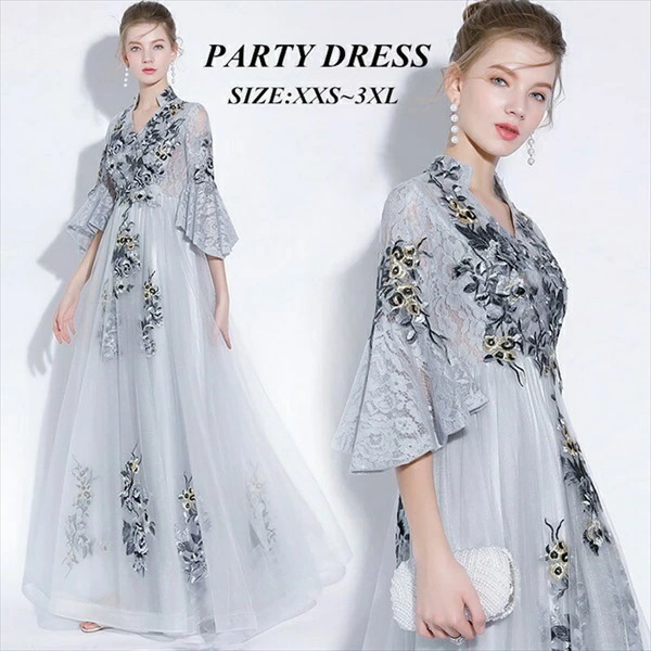 ドレス 大人 ピアノ 発表会 ロングドレス 演奏会 演奏会用ドレス 袖付き ピアノ発表会 結婚式 高校生 パーティードレス 演奏会ドレス 大きいサイズ 母親 コンクール イブニングドレス ロング 大き