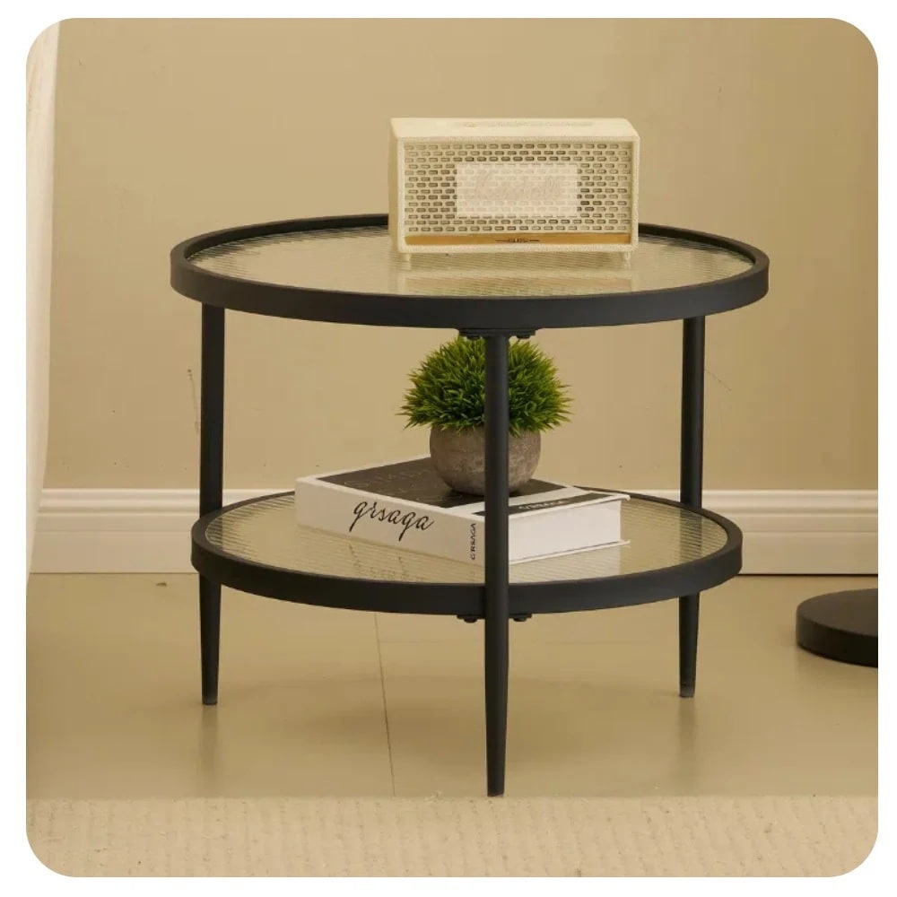 【安心保証】ガラステーブル センターテーブル 単品　ガラス天板 二段式 収納付き コンパクト リビング