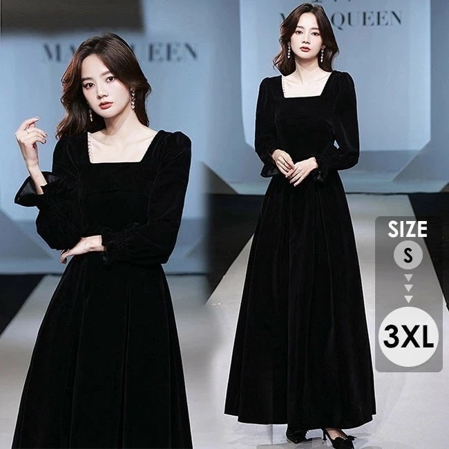 ドレス 大人 ピアノ 発表会 ロングドレス 演奏会 演奏会用ドレス 袖付き ピアノ発表会 黒 結婚式 高校生 パーティードレス 演奏会ドレス 大きいサイズ 母親 コンクール イブニングドレス ロング