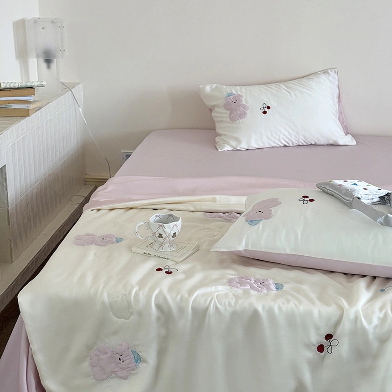 5.12【迅速な発送】ガーリー 夏 両面 60S 輸入ランキング天絲 夏掛け布団 カートゥーン パッチ刺繍 冷感 シルク感 エアコン用