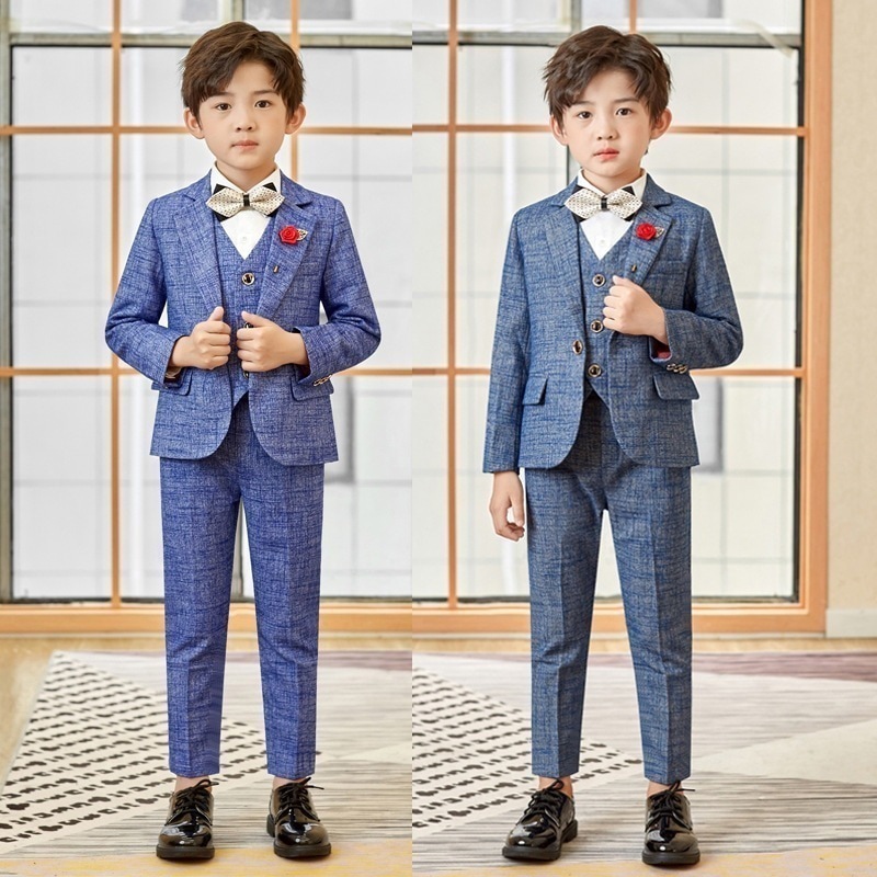 2色秋冬新金子供のスーツかっこいい柔らかい親子祝日アクティブ花童服学生日の礼服卒業式5点セットJZ
