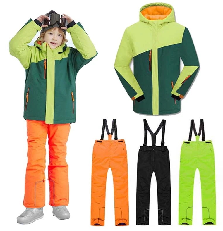 アウトドア用品子用スキーウエア男の子スノボウェア暖かいスノーウエアキッズスキーウェア雪遊び可愛い2点セットジャケットパンツキッズスノボスキーウェアスキーウェア防水