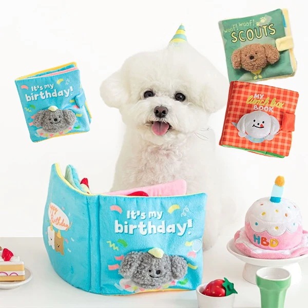 【最安値挑戦中】ノーズワーク ブック 絵本 バースデー アドベンチャー ランチボックス 犬のおもちゃ 音が鳴るペット 犬 おもちゃ 知育 聴覚刺激 スイーツ かわいい 映え ペットグッズ ペット用品