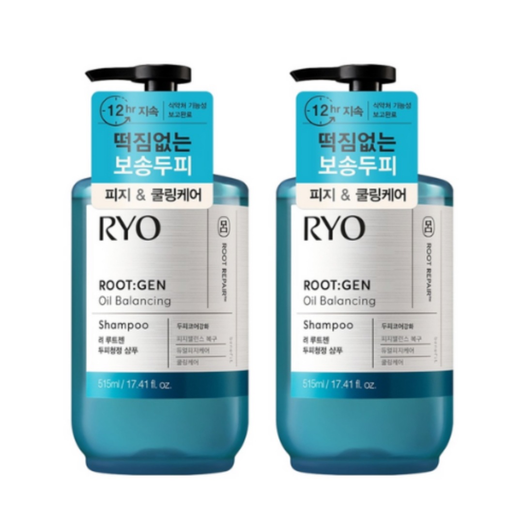 【清涼頭皮クレンジング】 ルートジェン頭皮コア強化 脂性用クーリング脱毛ケア清浄シャンプー 515ml×2本 12時間持続 皮脂バランスケア 頭皮冷却 頭皮保湿
